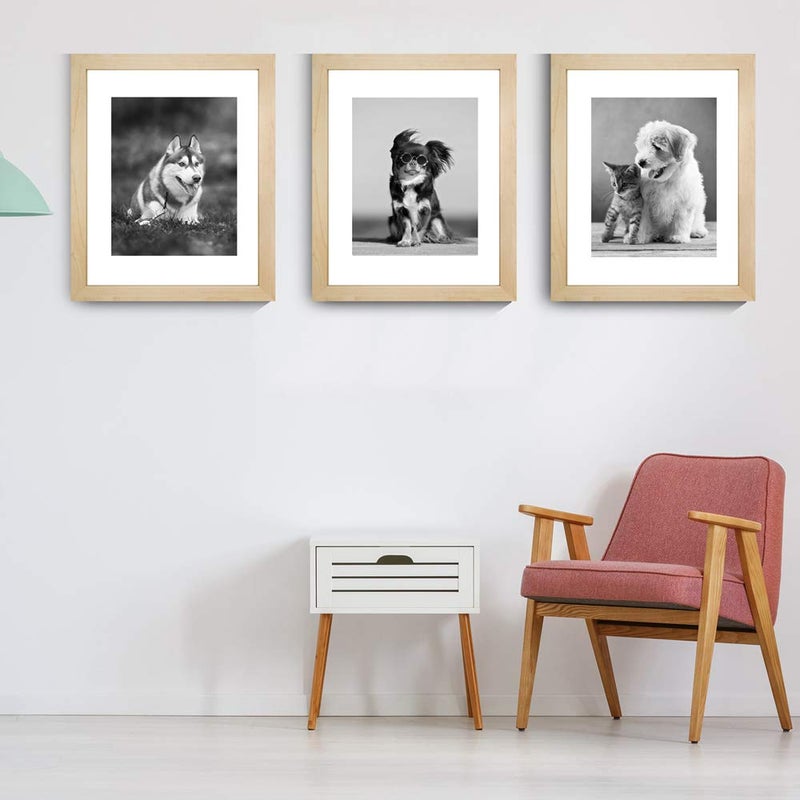Meetart Picture Frames 11x14 inch Pack of 3 Piece in Plastic Glass MDF Shallow wooden-grain Color Frame, Display Pictures 11x14 8x10, Wall Hanger Vertical and Horizontal. - Image 5